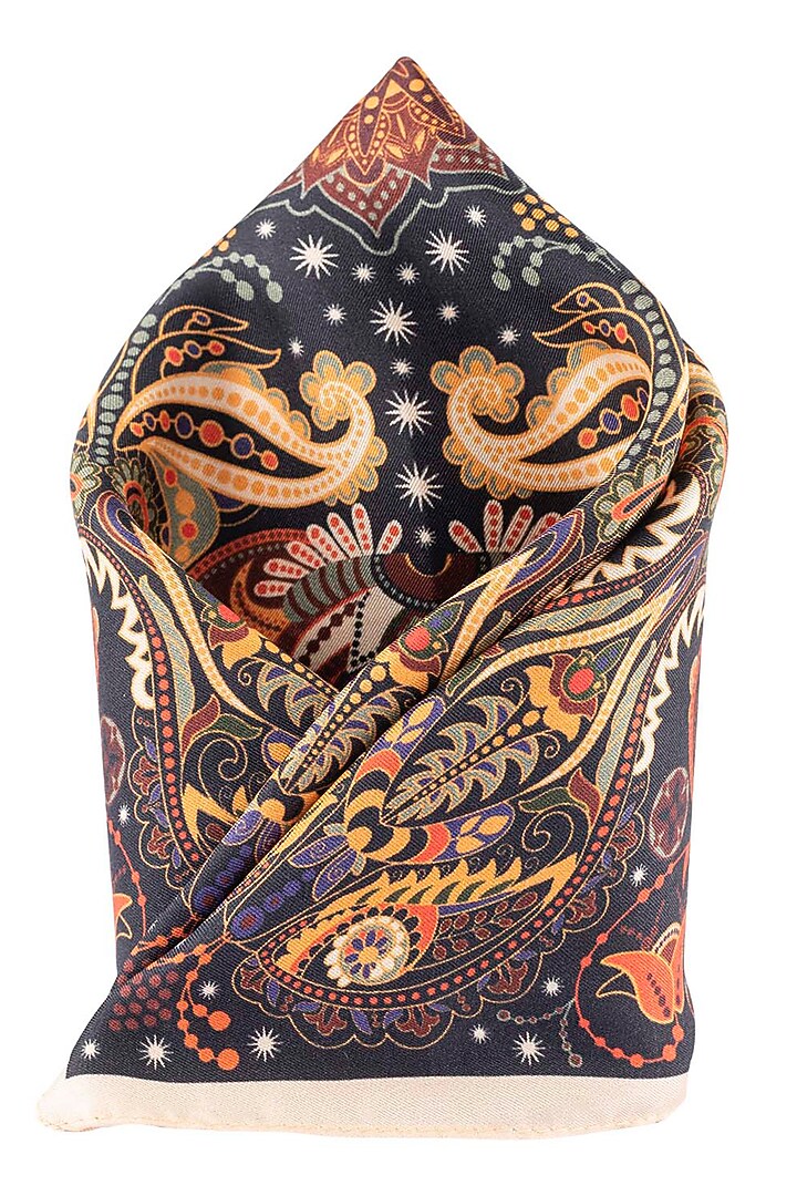 Brown Pure Silk Pocket Square by THE TIE HUB at Pernia's Pop Up Shop