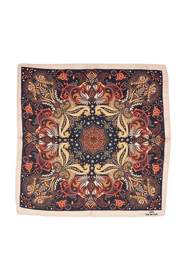 Brown Pure Silk Pocket Square by THE TIE HUB at Pernia's Pop Up Shop