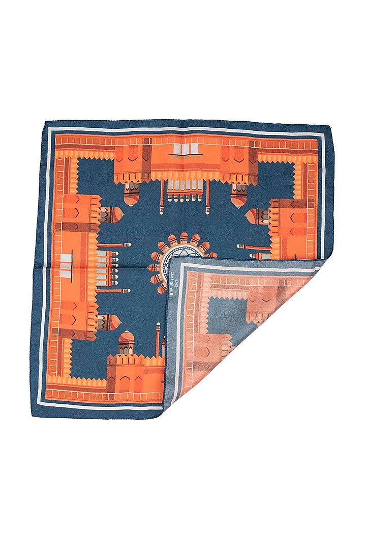 Orange Silk Hand Stitched Pocket Square by THE TIE HUB at Pernia's Pop Up Shop
