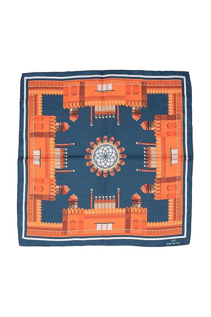 Orange Silk Hand Stitched Pocket Square by THE TIE HUB at Pernia's Pop Up Shop