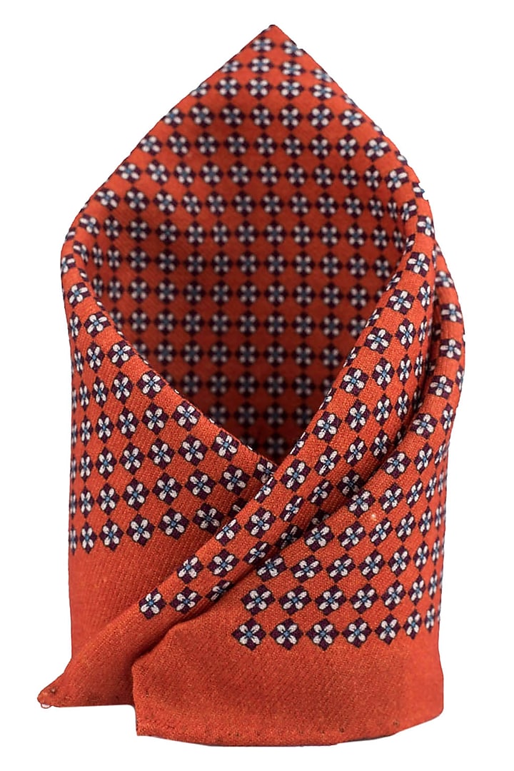 Orange Wool Pocket Square by THE TIE HUB at Pernia's Pop Up Shop