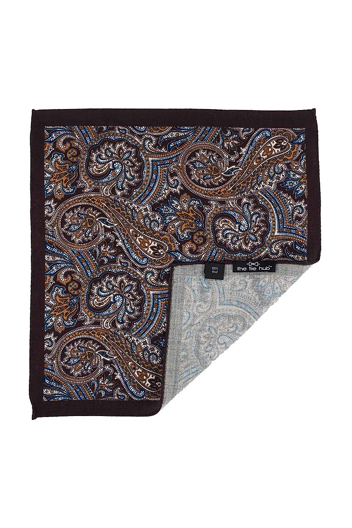 Brown Wool Pocket Square by THE TIE HUB at Pernia's Pop Up Shop