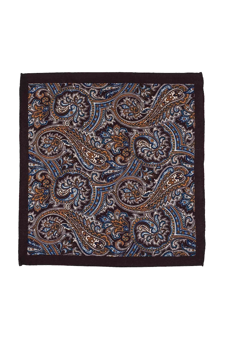Brown Wool Pocket Square by THE TIE HUB at Pernia's Pop Up Shop