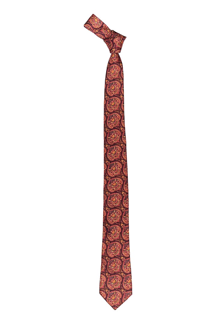 Brown Hand Stitched Cotton Silk Necktie by THE TIE HUB