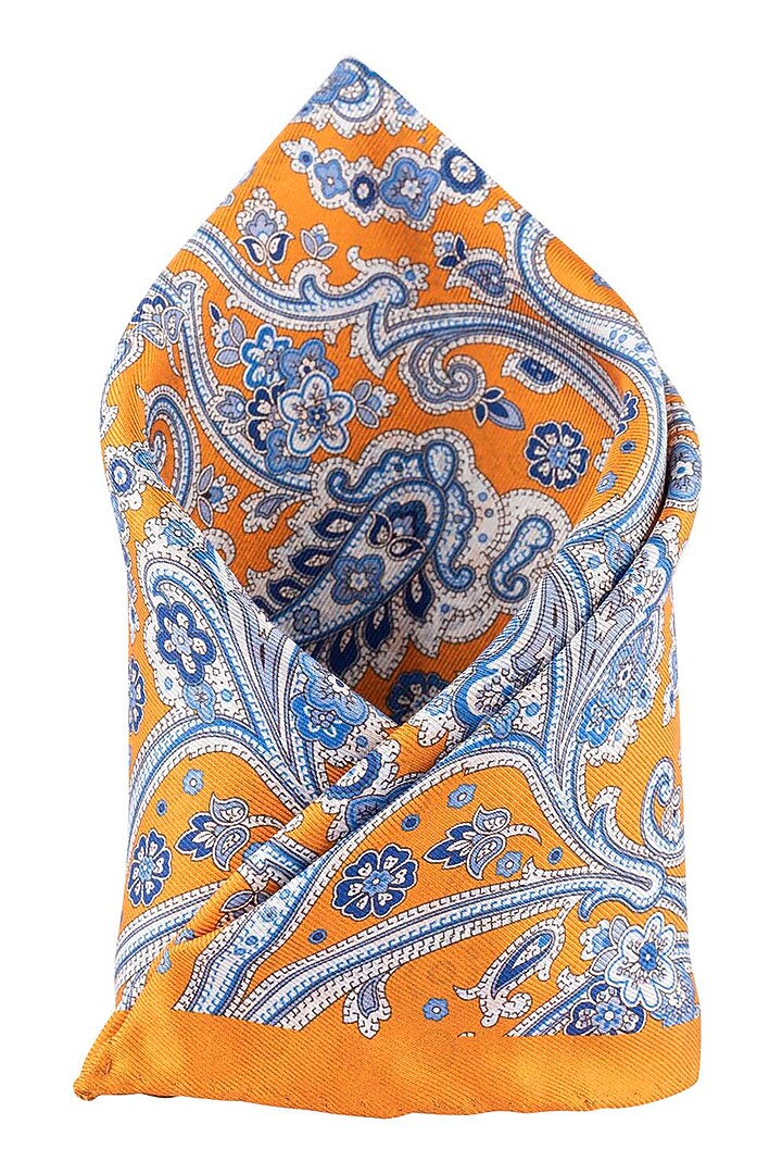 Orange Reversible Pocket Square by THE TIE HUB at Pernia's Pop Up Shop