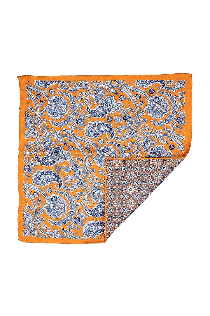 Orange Reversible Pocket Square by THE TIE HUB at Pernia's Pop Up Shop