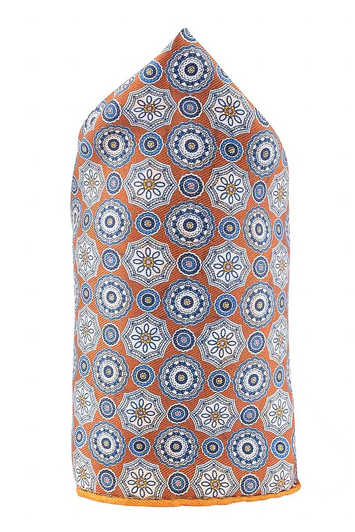 Orange Reversible Pocket Square by THE TIE HUB at Pernia's Pop Up Shop