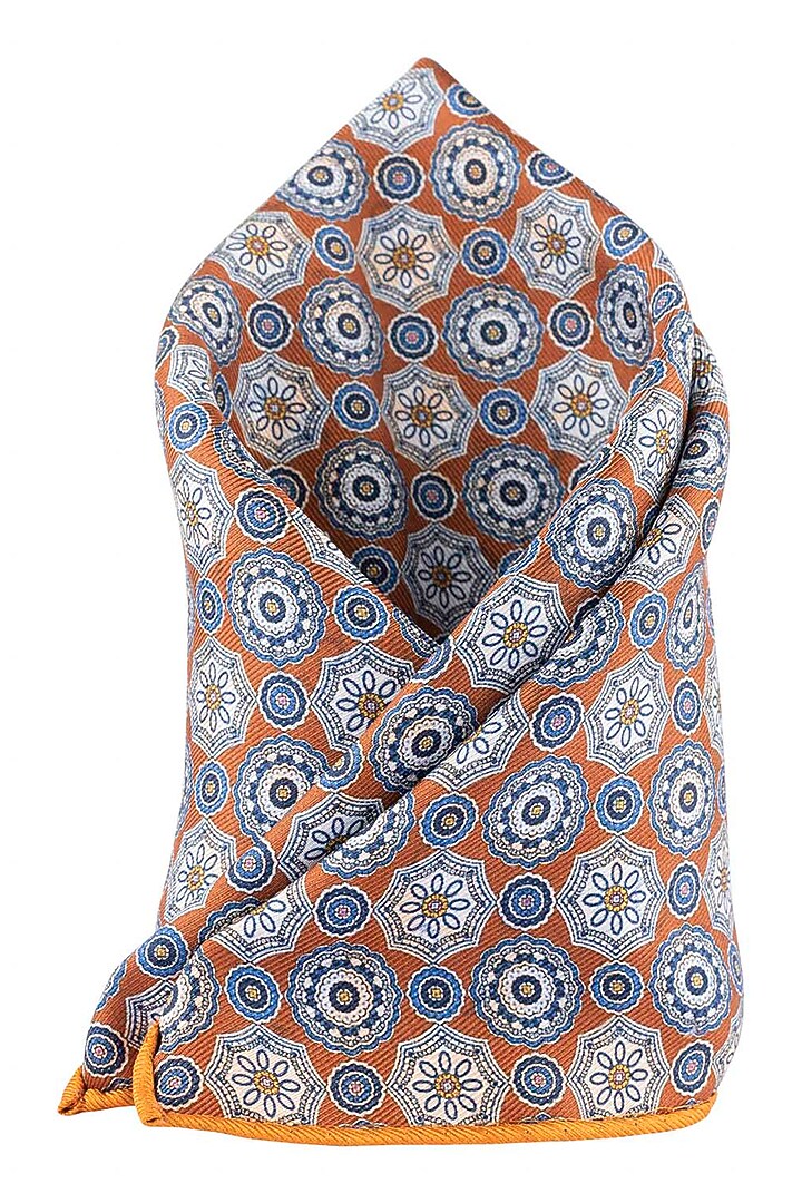 Orange Reversible Pocket Square by THE TIE HUB at Pernia's Pop Up Shop