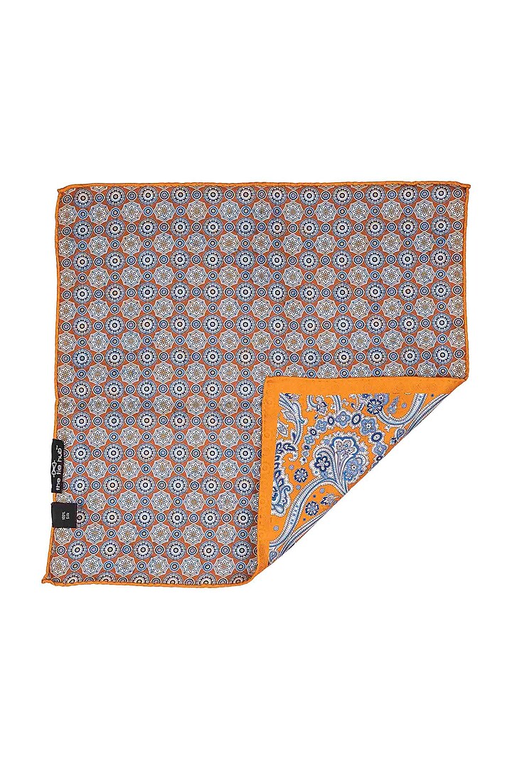 Orange Reversible Pocket Square by THE TIE HUB at Pernia's Pop Up Shop