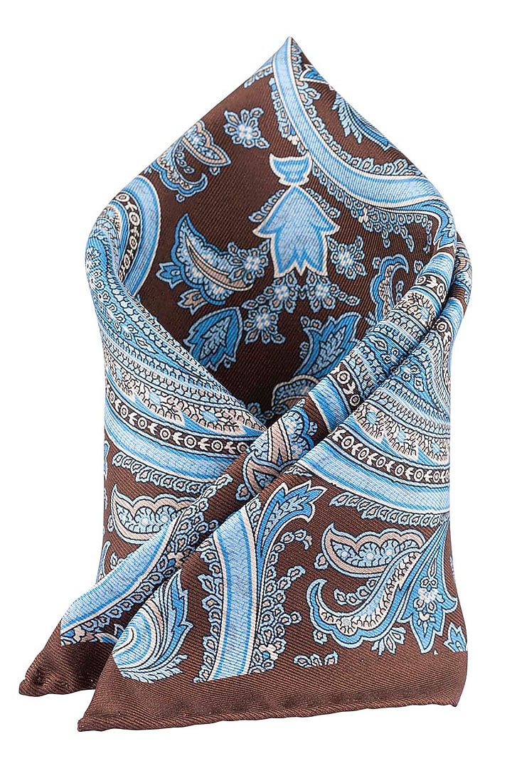 Brown Reversible Pocket Square by THE TIE HUB at Pernia's Pop Up Shop