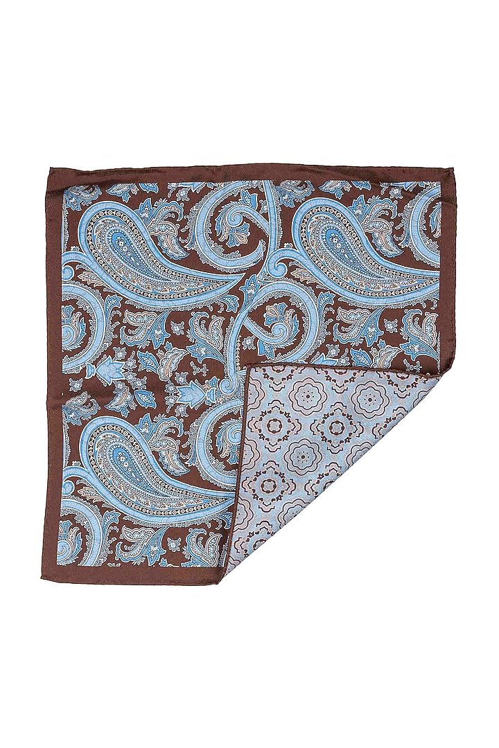 Brown Reversible Pocket Square by THE TIE HUB at Pernia's Pop Up Shop