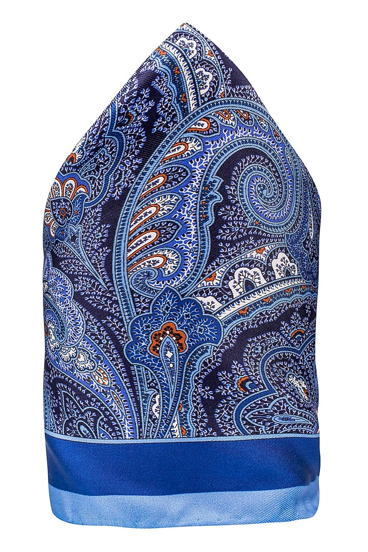 Blue Hand Stitched Pocket Square by THE TIE HUB