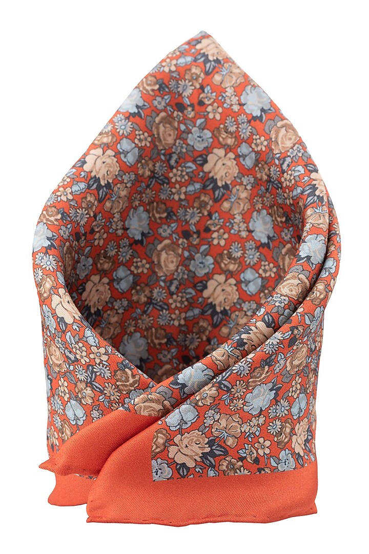 Orange Pure Silk Pocket Square by THE TIE HUB at Pernia's Pop Up Shop
