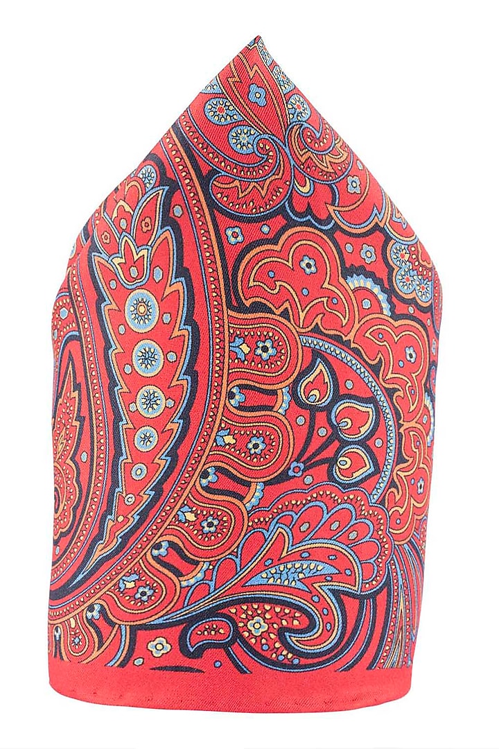 Red Hand Stitched Pocket Square by THE TIE HUB