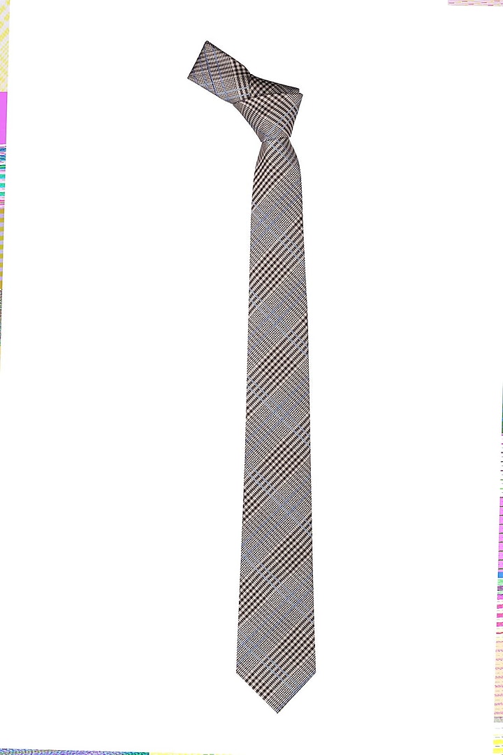 Cream & Blue Plaid Necktie by THE TIE HUB at Pernia's Pop Up Shop