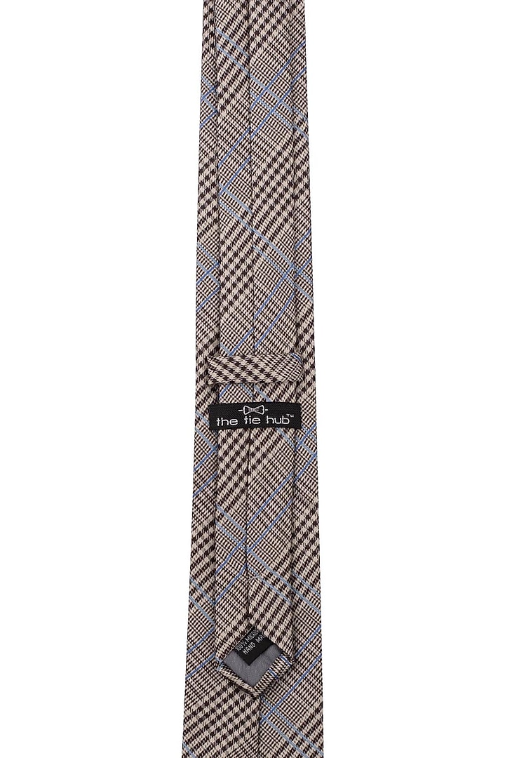 Cream & Blue Plaid Necktie by THE TIE HUB at Pernia's Pop Up Shop