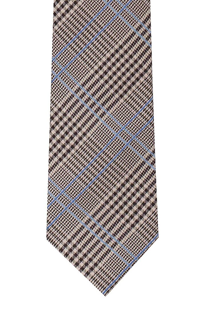 Cream & Blue Plaid Necktie by THE TIE HUB at Pernia's Pop Up Shop