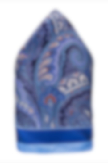 Blue Printed Pocket Square by THE TIE HUB at Pernia's Pop Up Shop