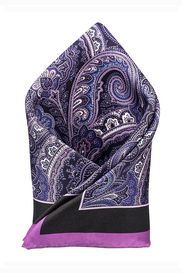 Lavender Printed Pocket Square by THE TIE HUB at Pernia's Pop Up Shop