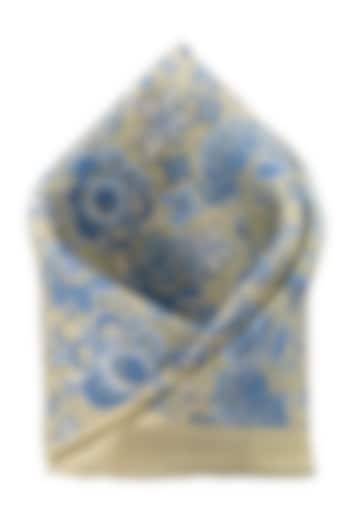 Blue Floral Printed Pocket Square by THE TIE HUB at Pernia's Pop Up Shop