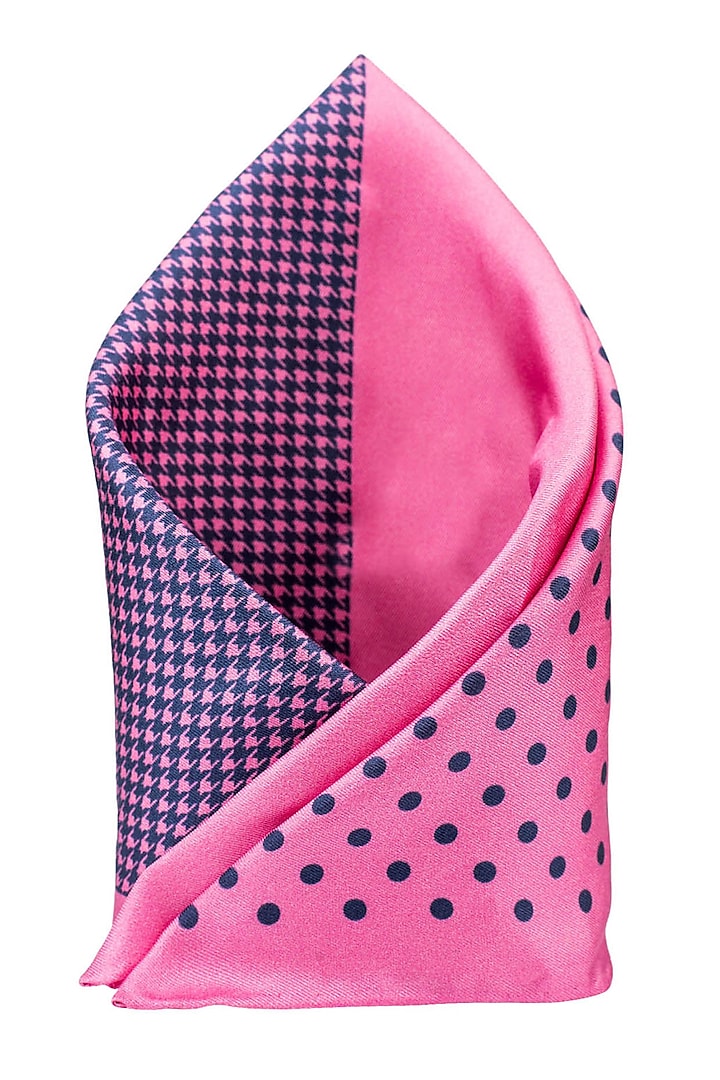 Pink Printed Pocket Square by THE TIE HUB