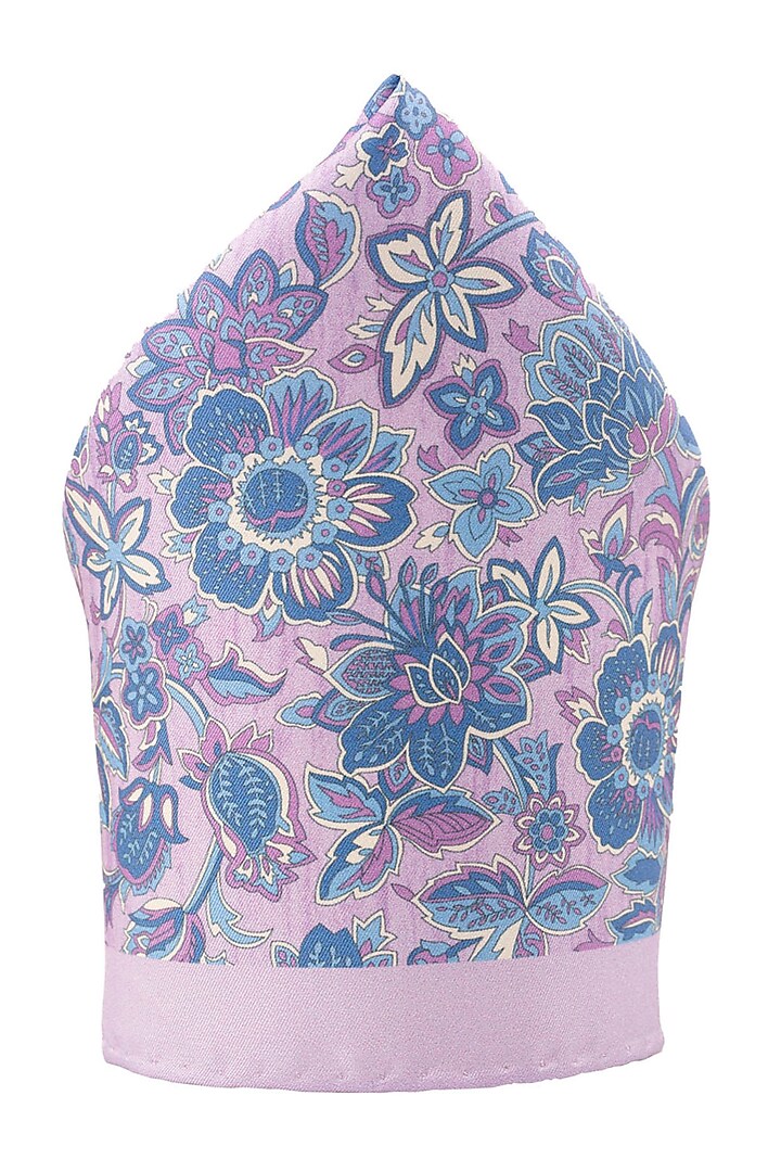 Lavender Floral Printed Pocket Square by THE TIE HUB at Pernia's Pop Up Shop