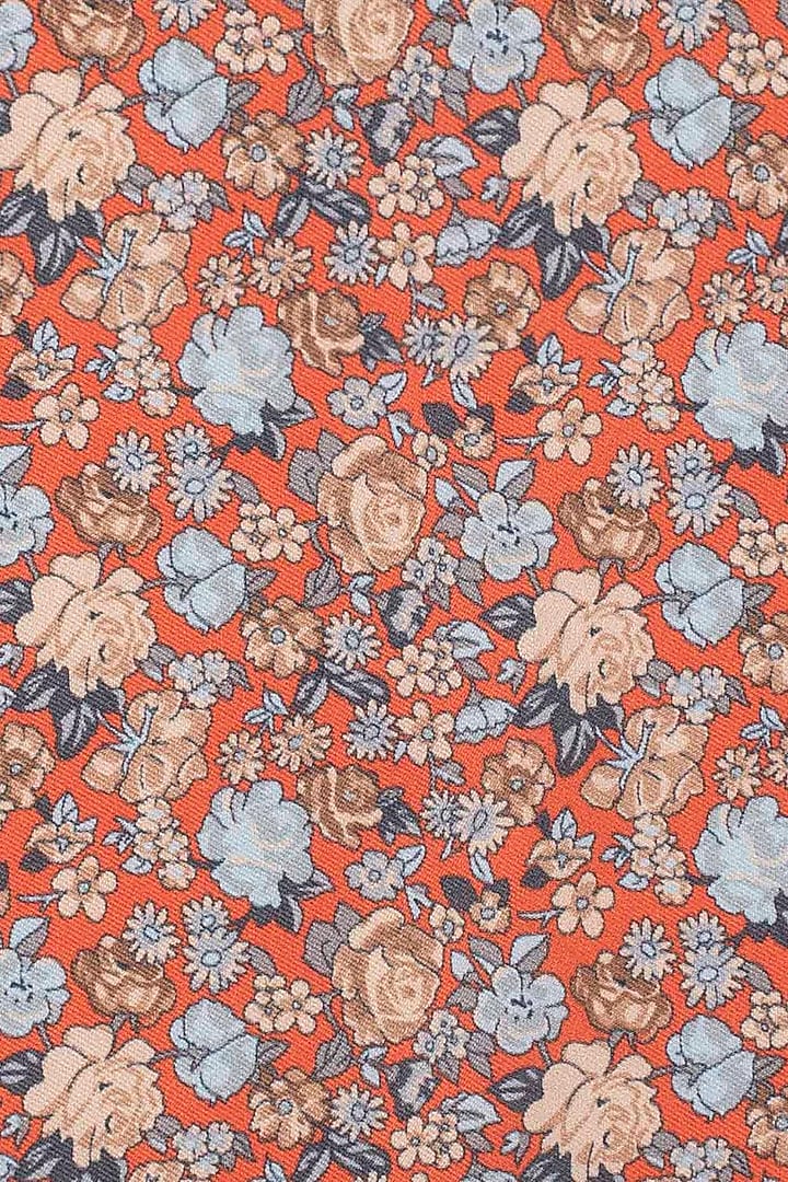 Orange Printed Pocket Square by THE TIE HUB at Pernia's Pop Up Shop