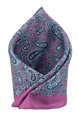 Purple Printed Pocket Square by THE TIE HUB