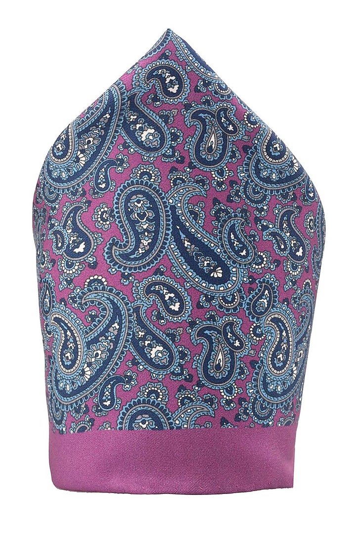 Purple Printed Pocket Square by THE TIE HUB at Pernia's Pop Up Shop