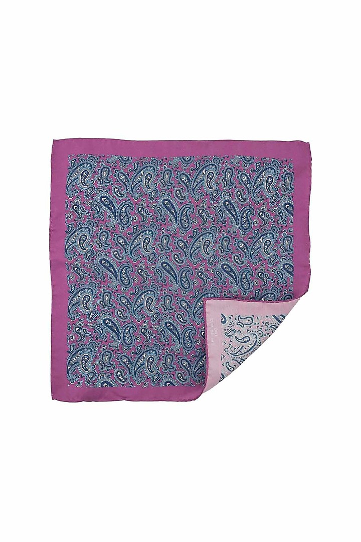 Purple Printed Pocket Square by THE TIE HUB at Pernia's Pop Up Shop
