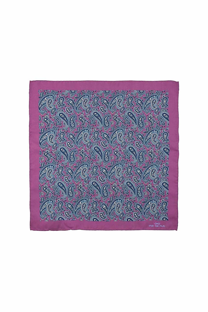 Purple Printed Pocket Square by THE TIE HUB at Pernia's Pop Up Shop