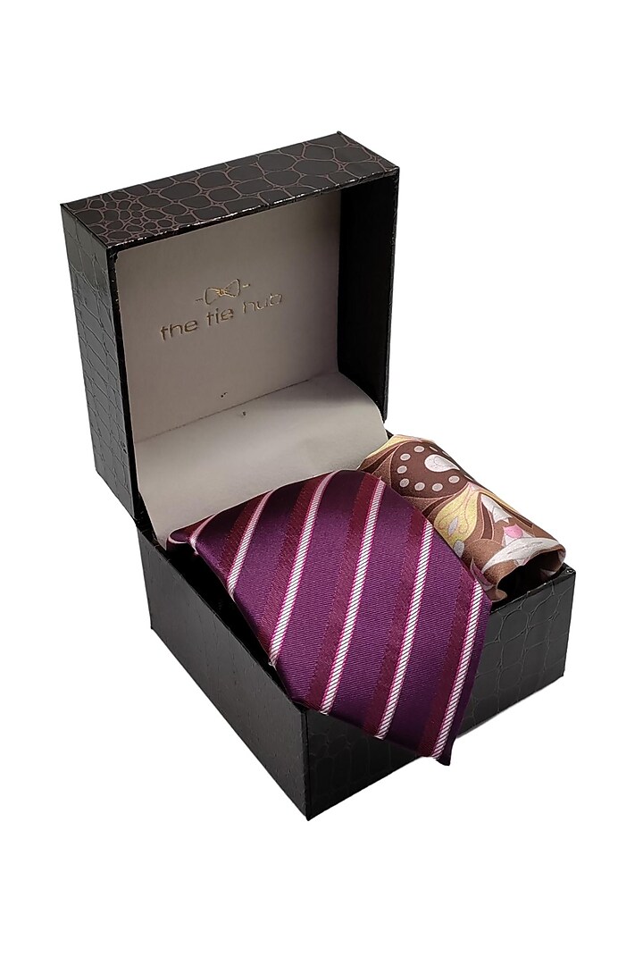 Wine Necktie & Pocket Square Gift Set by THE TIE HUB at Pernia's Pop Up Shop