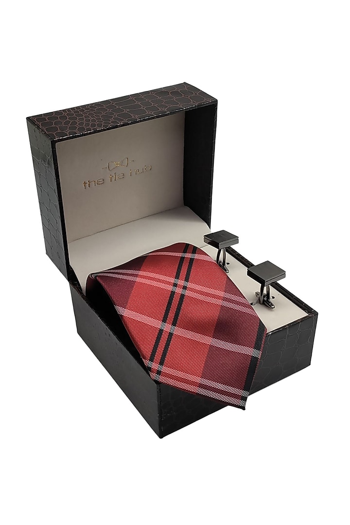 Red Necktie & Cufflinks Gift Set by THE TIE HUB at Pernia's Pop Up Shop