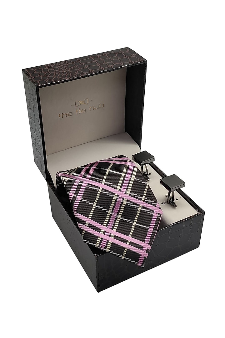 Brown Necktie & Cufflinks Gift Set by THE TIE HUB