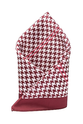 Brown Printed Pocket Square by THE TIE HUB