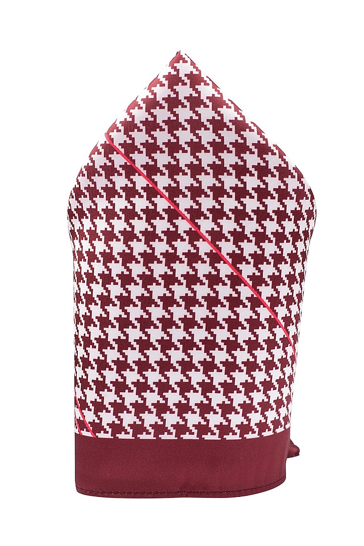 Brown Printed Pocket Square by THE TIE HUB at Pernia's Pop Up Shop