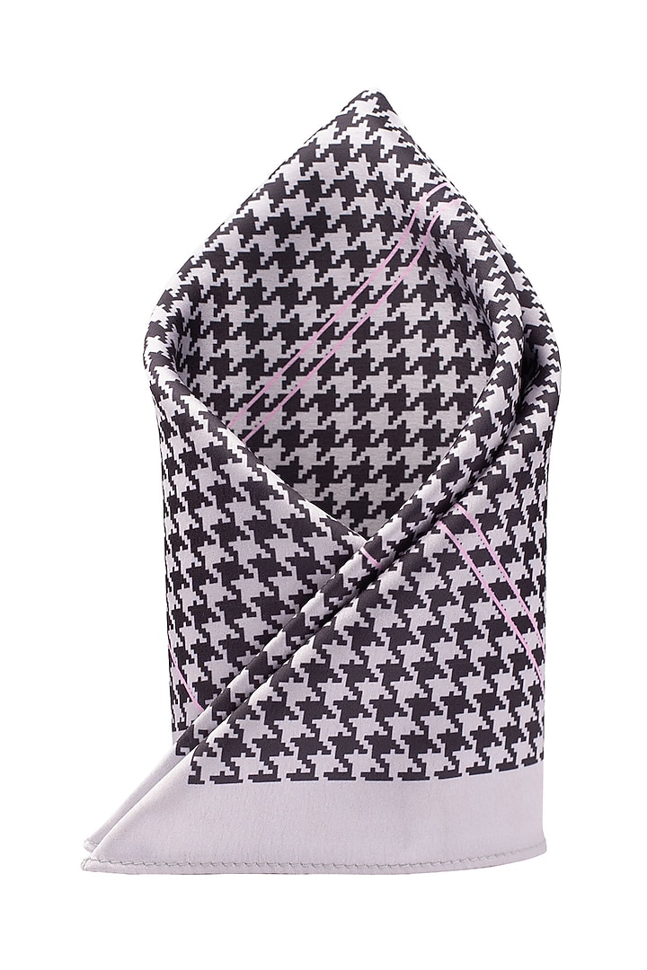 Grey Printed Pocket Square by THE TIE HUB at Pernia's Pop Up Shop