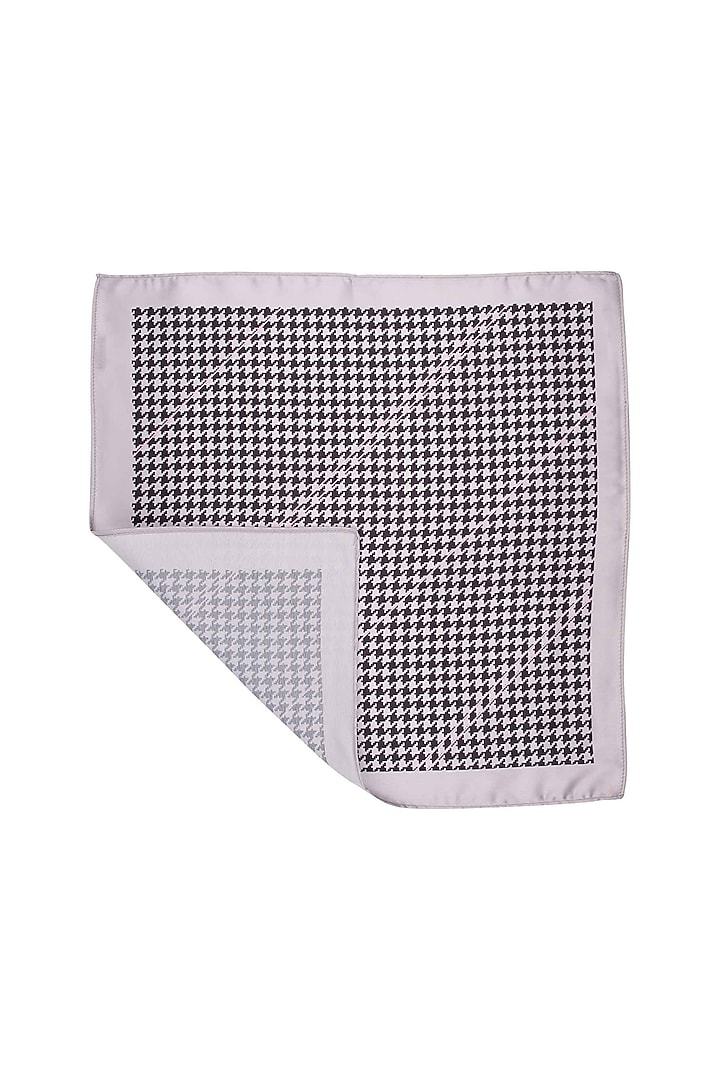 Grey Printed Pocket Square by THE TIE HUB at Pernia's Pop Up Shop