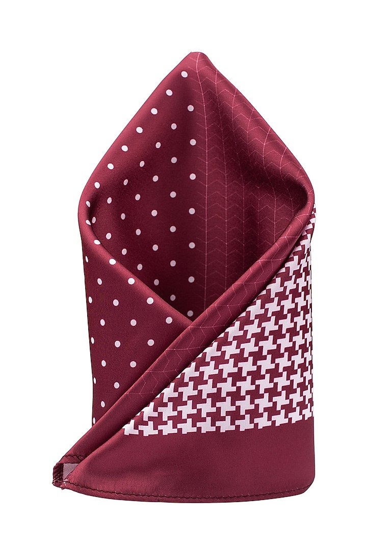 Dark Pink Printed Pocket Square by THE TIE HUB at Pernia's Pop Up Shop