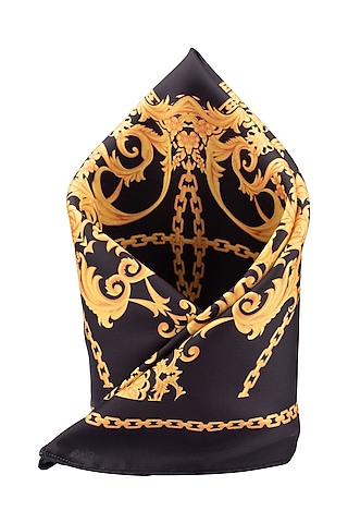 Black & Gold Microfiber Pocket Square by THE TIE HUB