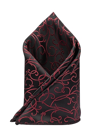 Maroon Printed Pocket Square by THE TIE HUB