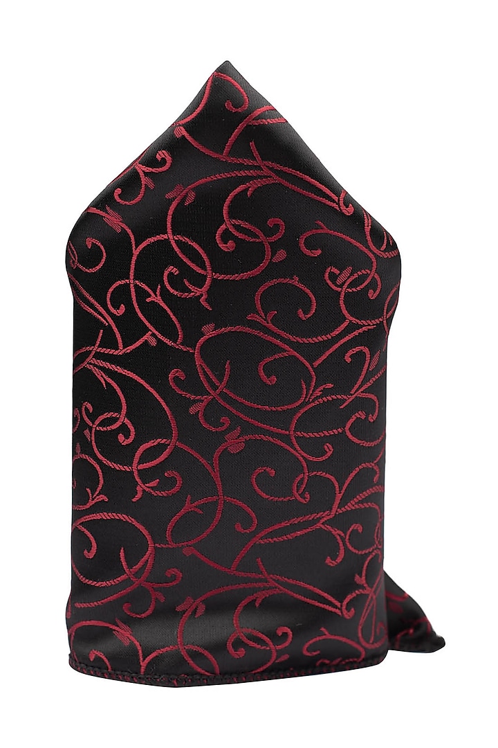 Maroon Printed Pocket Square by THE TIE HUB at Pernia's Pop Up Shop