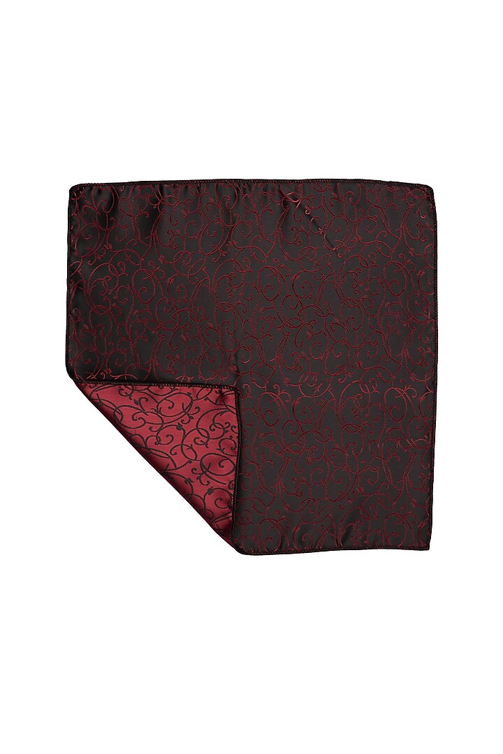 Maroon Printed Pocket Square by THE TIE HUB at Pernia's Pop Up Shop