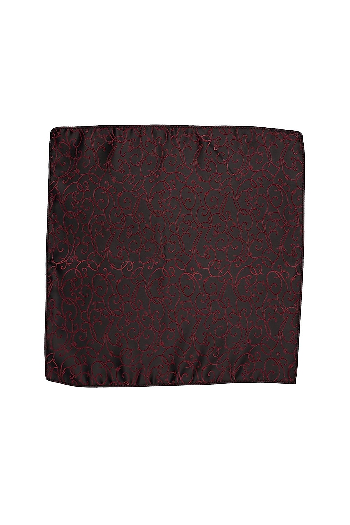 Maroon Printed Pocket Square by THE TIE HUB at Pernia's Pop Up Shop