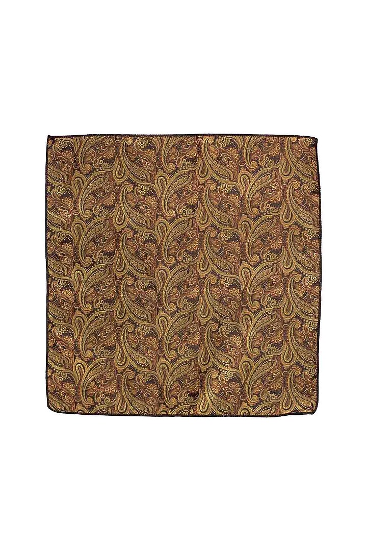 Gold Paisley Printed Pocket Square by THE TIE HUB at Pernia's Pop Up Shop