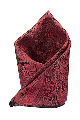 Maroon Paisley Printed Pocket Square by THE TIE HUB