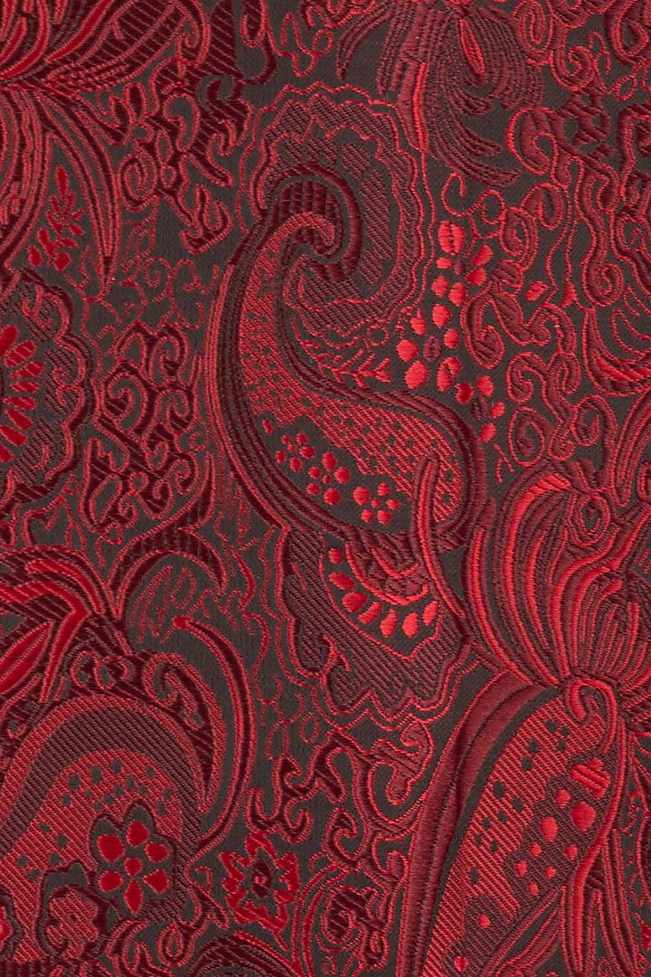 Maroon Paisley Printed Pocket Square by THE TIE HUB at Pernia's Pop Up Shop