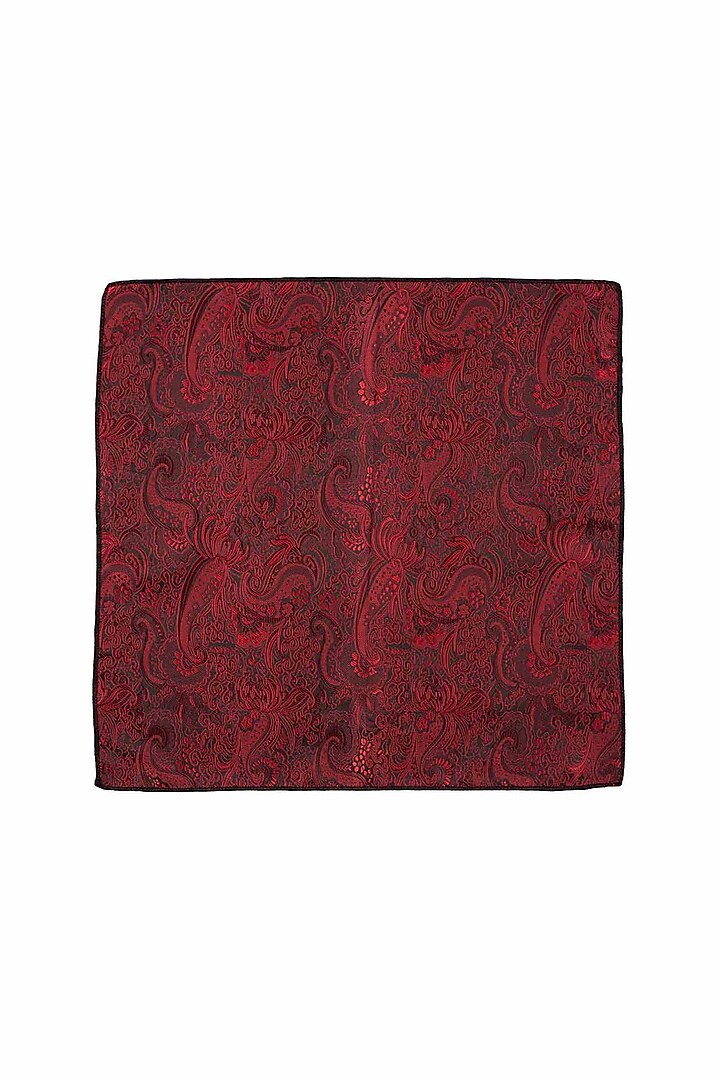 Maroon Paisley Printed Pocket Square by THE TIE HUB at Pernia's Pop Up Shop