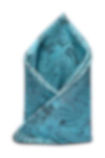 Aqua Blue Paisley Printed Pocket Square by THE TIE HUB at Pernia's Pop Up Shop