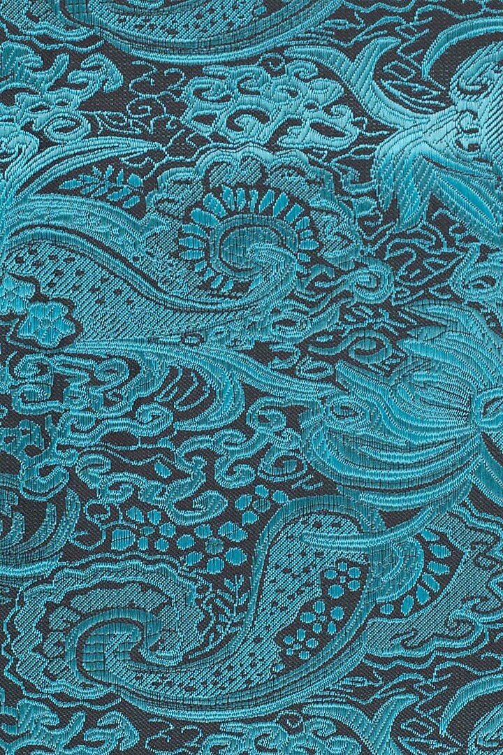 Aqua Blue Paisley Printed Pocket Square by THE TIE HUB at Pernia's Pop Up Shop
